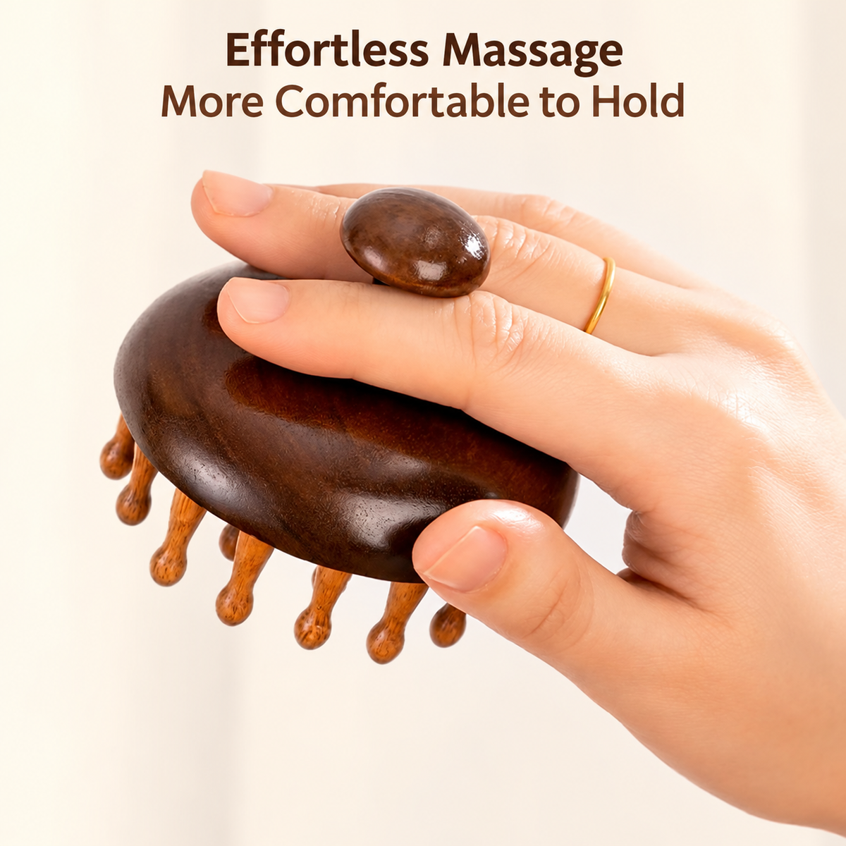Natural Sandalwood Scalp Massage Brush  Wooden Head Massager