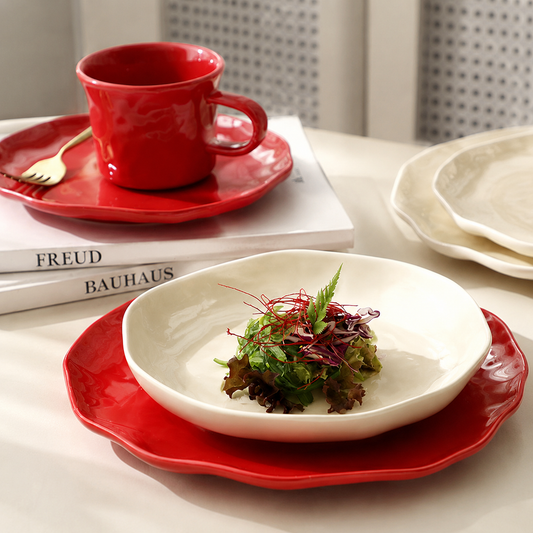 Handcrafted Texture Ceramic Dinnerware Set – Underglaze Bowls & Plates