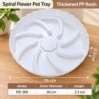 Round Plastic Plant Saucer 36cm Thickened Swirl Design Flower Pot