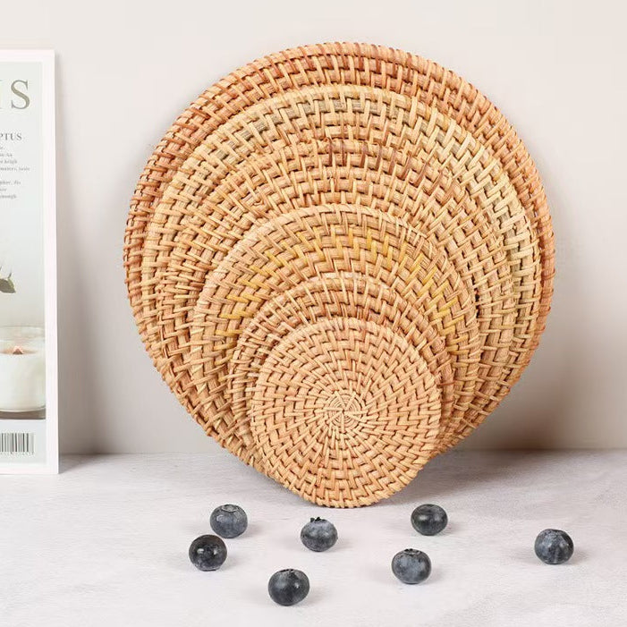 Round Rattan Heat Resistant Trivet Tea Coaster
