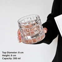 Vintage Ribbed Glass Coffee Cup Textured Iced Latte Whiskey Tumbler