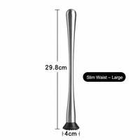 Stainless Steel Cocktail Muddler with Non-Slip PP Head, Ergonomic Slim Waist Fruit Muddler for Bar