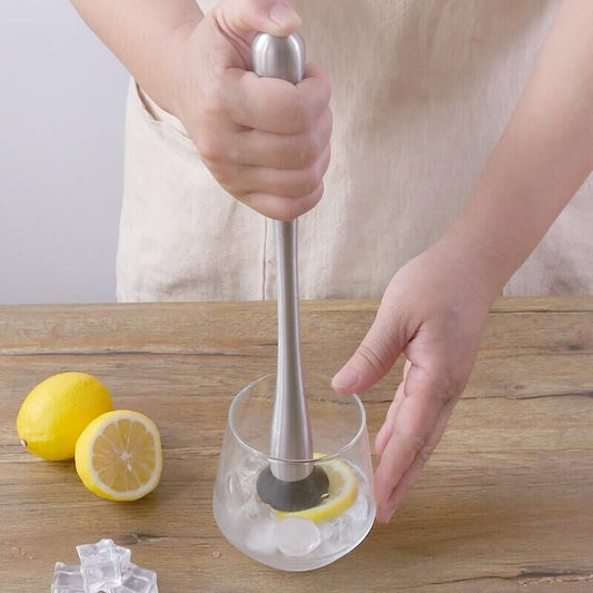 Stainless Steel Cocktail Muddler with Non-Slip PP Head, Ergonomic Slim Waist Fruit Muddler for Bar