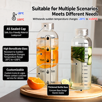 High Borosilicate Glass Water Bottle with AS Lid Heat Resistant Drink Container