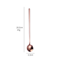 Long Handle Stainless Steel Ice Cream Spoon, Colorful Round Head Dessert Spoon