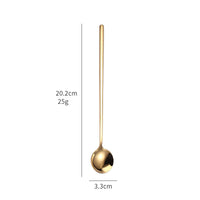 Long Handle Stainless Steel Ice Cream Spoon, Colorful Round Head Dessert Spoon