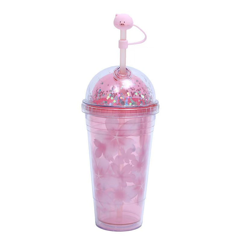 18oz Sakura Double Wall Tumbler with Straw