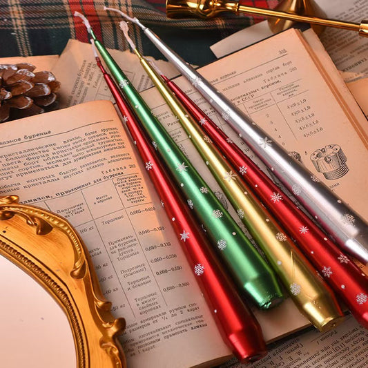 35cm Snowflake Taper Candle – Set of 2