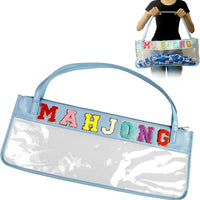 Large Mahjong Storage Bag – Waterproof PVC Travel Organizer with Letter Design for Mahjong Sets & Accessories