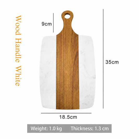 Marble & Wood Serving Board – Charcuterie, Cheese & Pizza Board