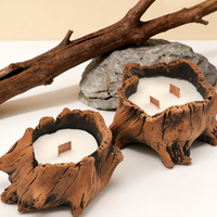 Rustic Tree Stump Candle – Woodland Scented Candle, Natural Wooden Wick Home Decor
