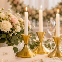Gold Candle Holder Set – Metal Candlestick Holders, Set of 6 Elegant Candle Stands for Wedding Tables & Holiday Decor