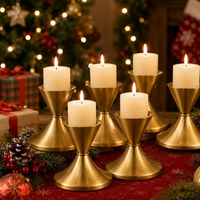 Gold Candle Holder Set – Metal Candlestick Holders, Set of 6 Elegant Candle Stands for Wedding Tables & Holiday Decor