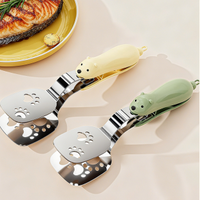 Bear-Shaped Stainless Steel Kitchen Tongs –  Food Turner with Drain Holes, Lock Clip & Non-Slip Handle