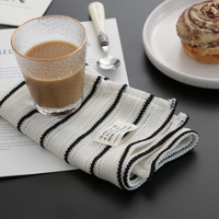 38 × 45 cm Striped Fabric Table Napkin – Soft Black & White Dining Cloth for Café, Restaurant, Kitchen, Breakfast & Home Table Setting