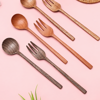 Wholesale Solid Wood Spoon and Fork, Natural Wooden Cutlery