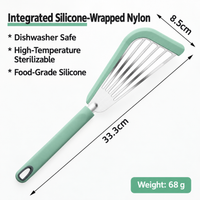 Silicone Fish Spatula Heat Resistant Flexible Slotted Turner Kitchen Cooking Utensil