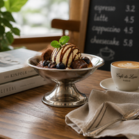 Stainless Steel Pedestal Dessert Cup, Round Footed Ice Cream Bowl for Bar and Cafe
