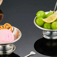 Stainless Steel Pedestal Dessert Cup, Round Footed Ice Cream Bowl for Bar and Cafe