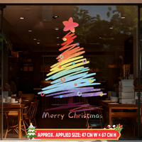 Christmas Window Sticker – Large Reusable Holiday Glass Decal with Christmas Tree or Bell Design for Shop Window, Door & Home Decoration