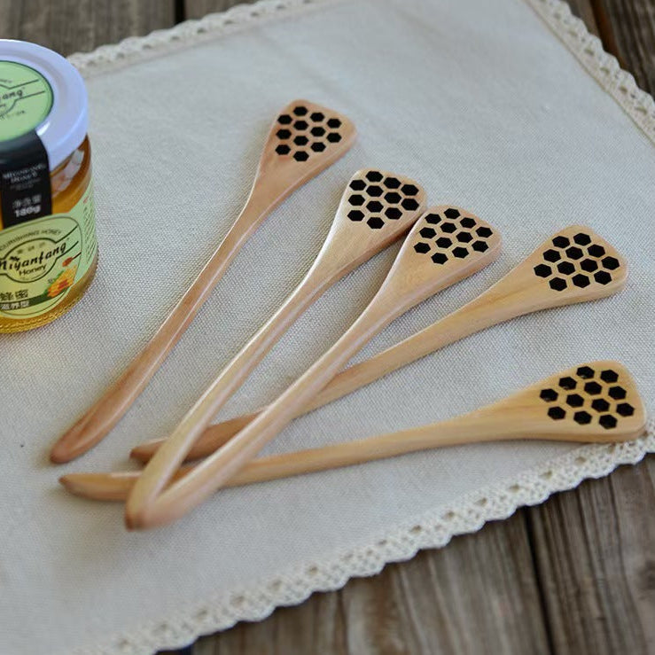 Honeycomb Carved Wooden Stirring Spoon