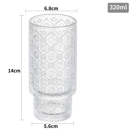 11oz Ribbed Stackable Glass Tumbler – Vintage Coffee, Juice & Whiskey Glass