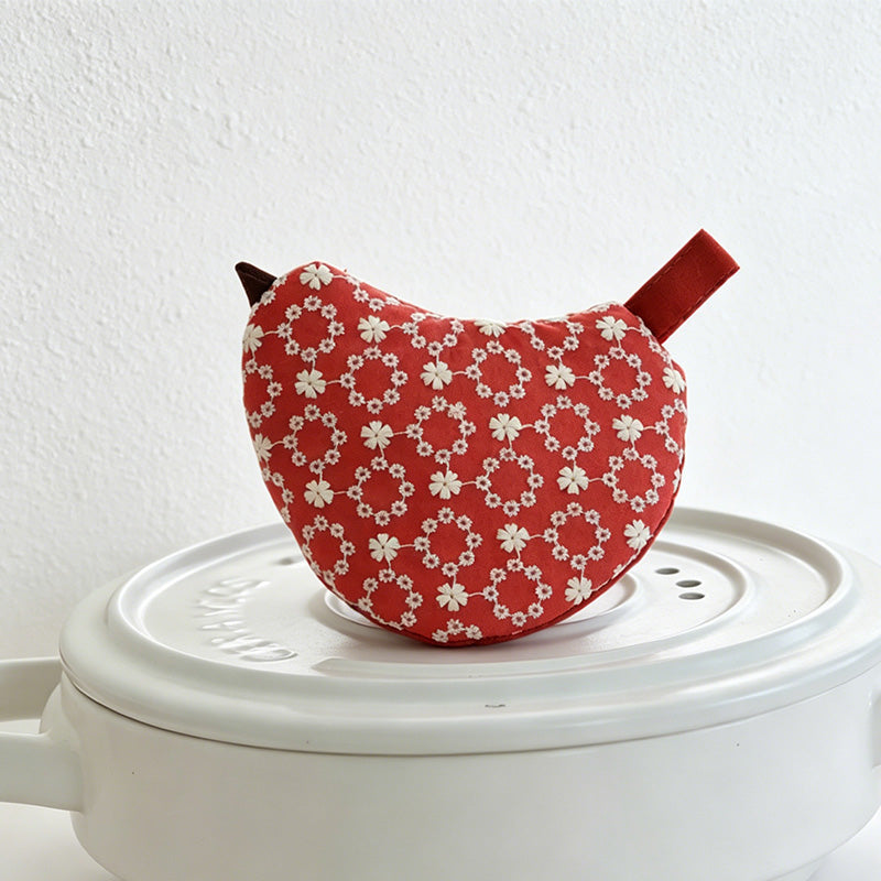 Embroidered Bird Pot Handle Cover – Heat Insulated Kitchen Lid Protector
