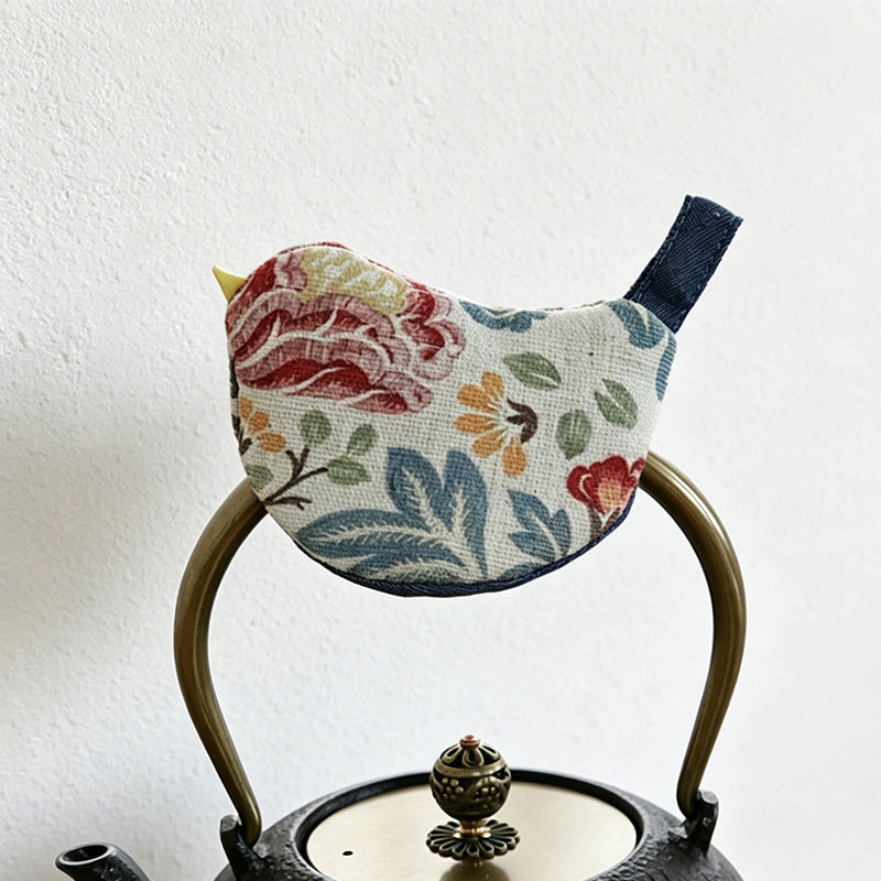Bird Fabric Pot Handle Cover - Floral Padded Kitchen Handle Protector for Teapot & Pan