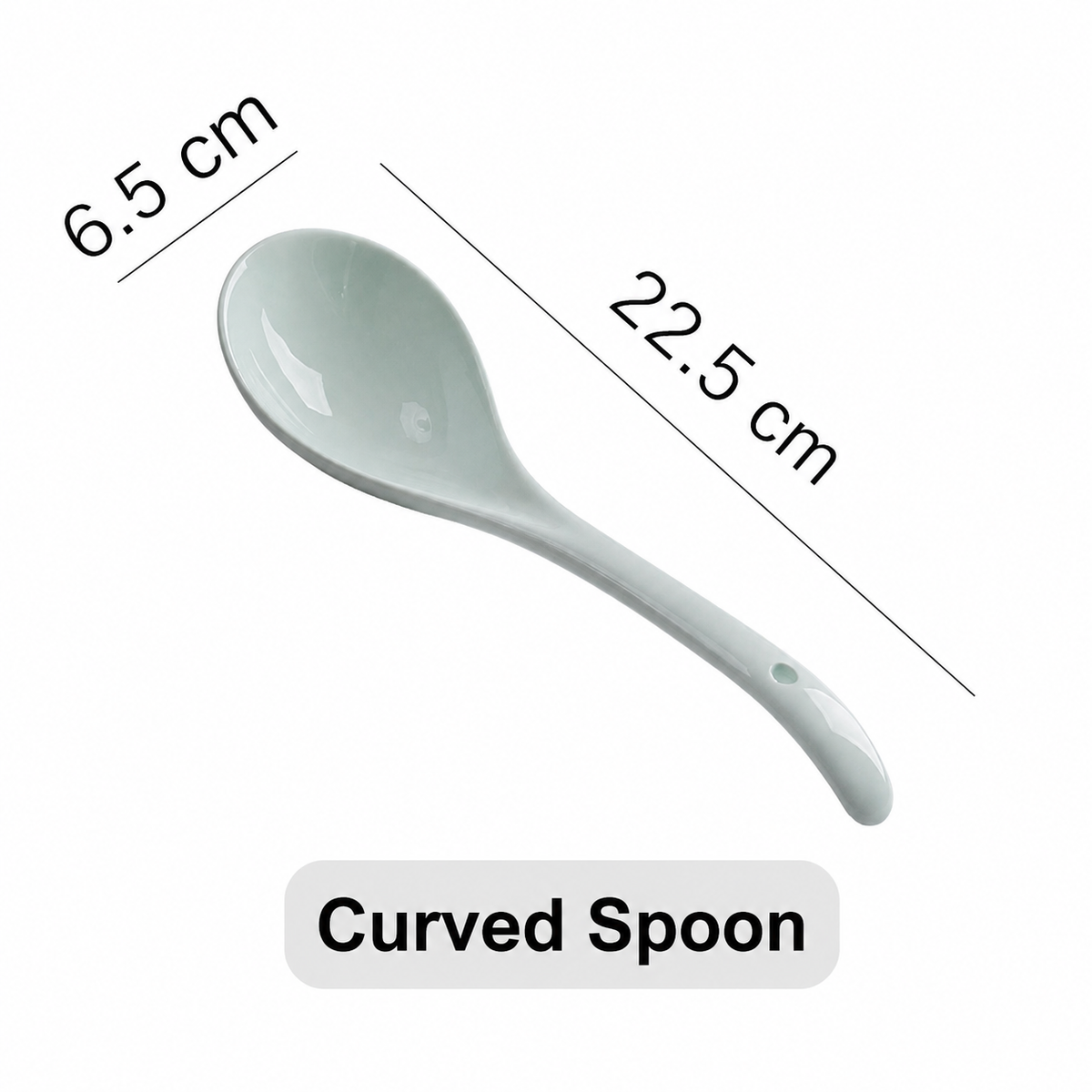 Ceramic Curved Spoon – Smooth Serving Spoon for Kitchen, Dining & Tableware