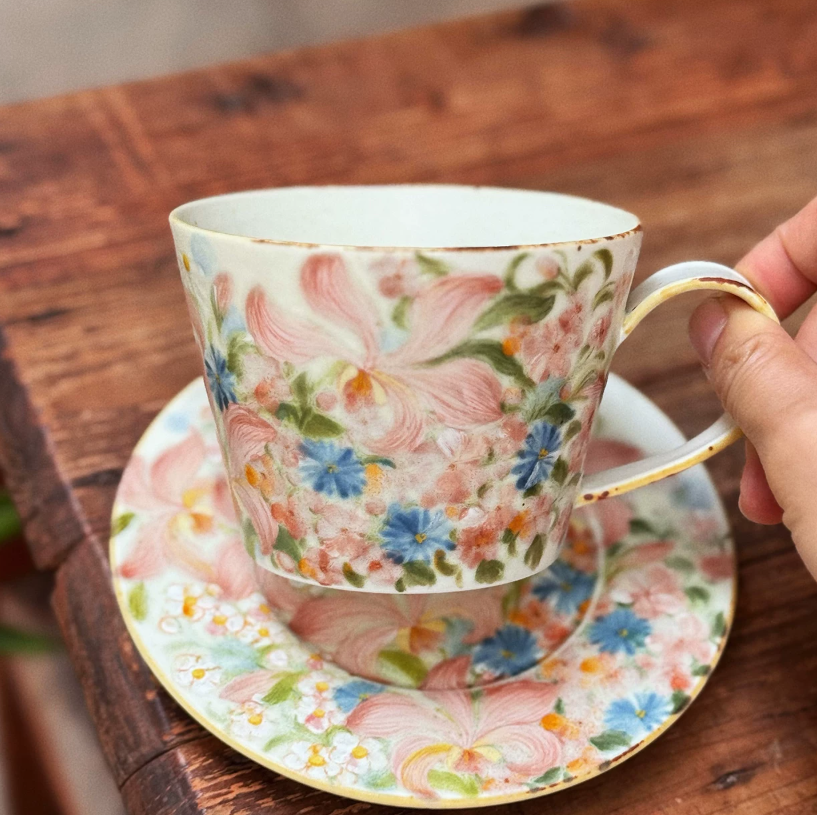 Painted Blossom Coffee Cup & Saucer