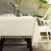 Lilac Floral Tablecloth, Cotton Linen Decorative Table Cover