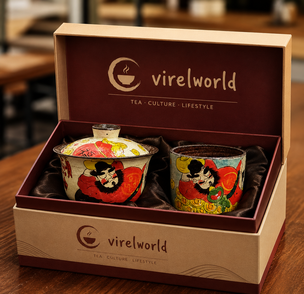 Zhong Kui Guardian Five-Color Gaiwan Set