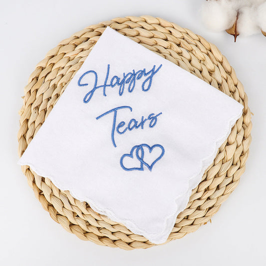 Embroidered Wedding Handkerchief – Cotton Keepsake Gift