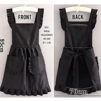 Ruffle Bib Apron for Women – Elegant Polyester Kitchen Apron with Pockets, Vintage Style Cooking Baking Apron for Home & Garden