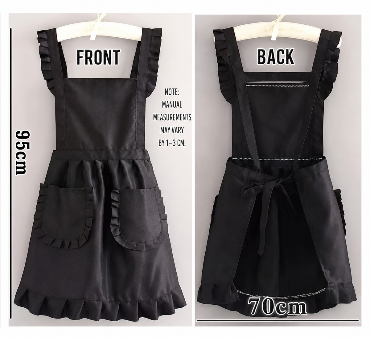 Ruffle Bib Apron for Women – Elegant Polyester Kitchen Apron with Pockets, Vintage Style Cooking Baking Apron for Home & Garden
