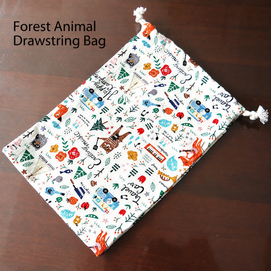 Cute Printed Cotton Drawstring Storage Bag