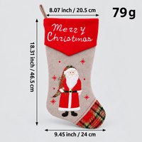 Christmas Stocking Santa Claus Snowman Embroidered Holiday Gift Candy Bag