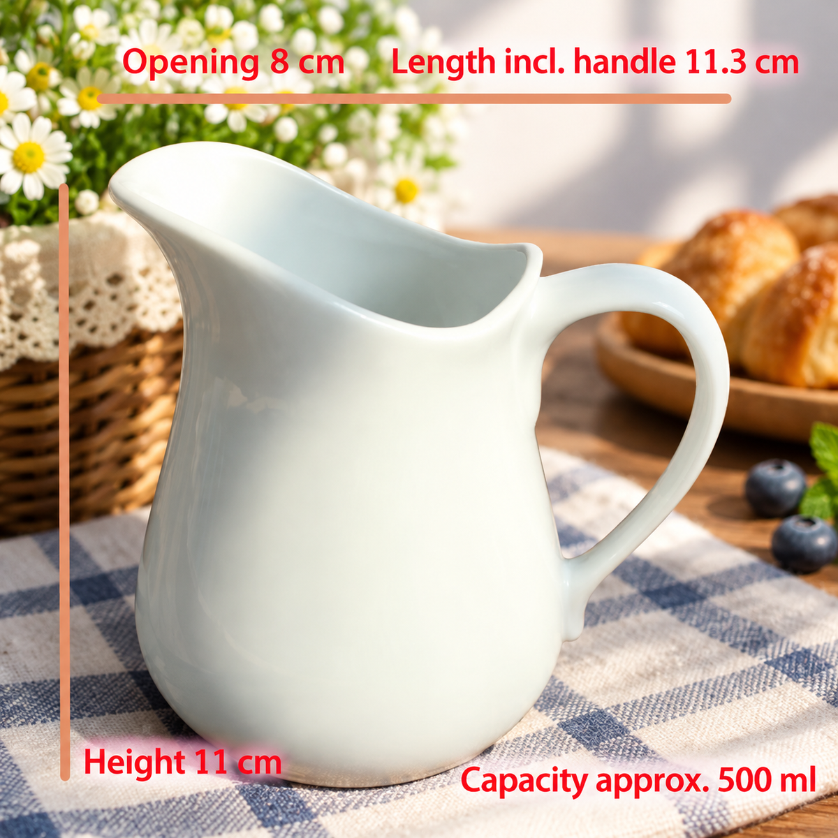 Ceramic Milk Pitcher Creamer Jug, Small Medium Large Coffee Creamer