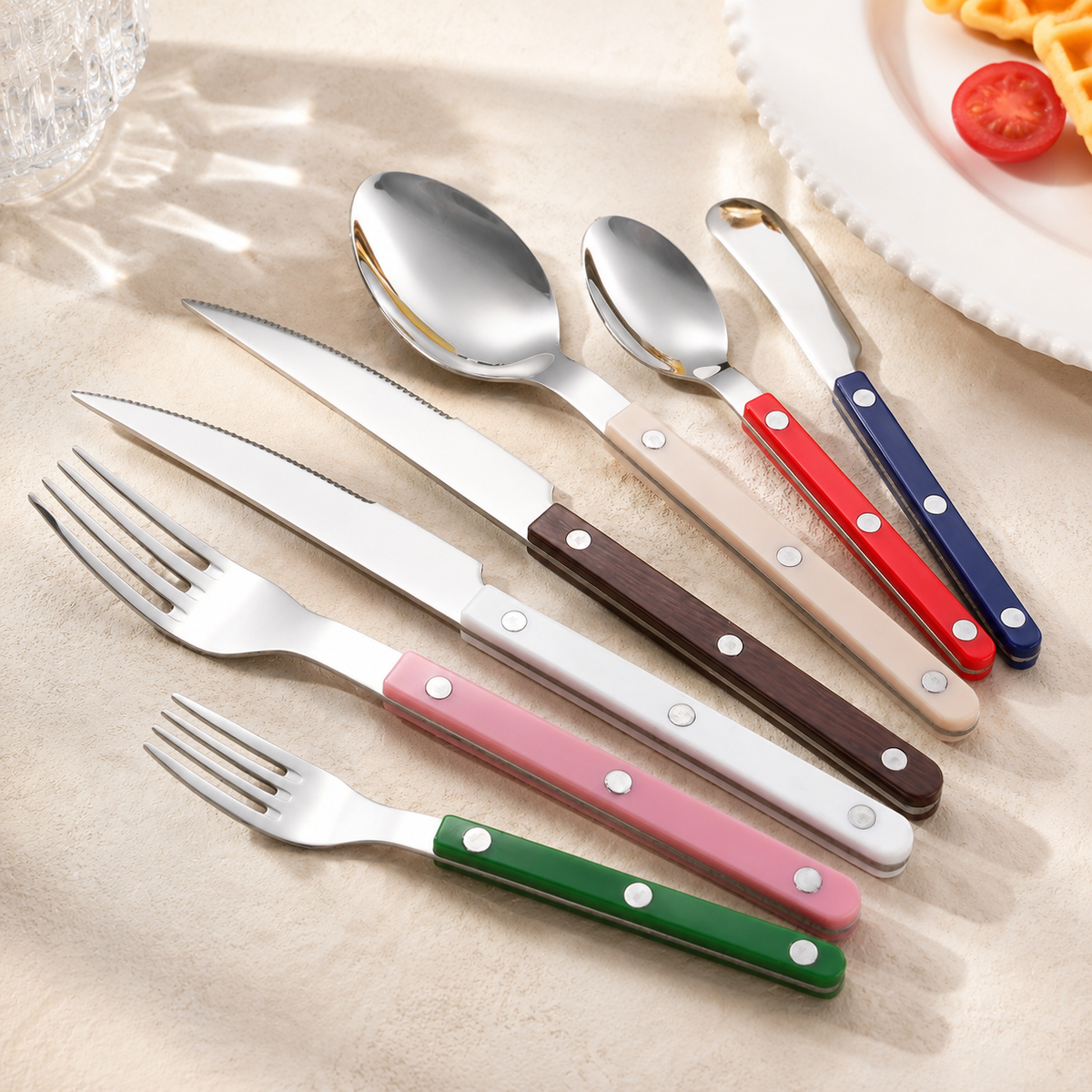 French Rivet Handle 304 Stainless Steel Cutlery Set – Knife, Fork & Spoont