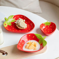 Strawberry Ceramic Bowl and Plate Set