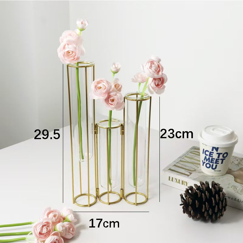 Test Tube Glass Vase Set with Metal Stand