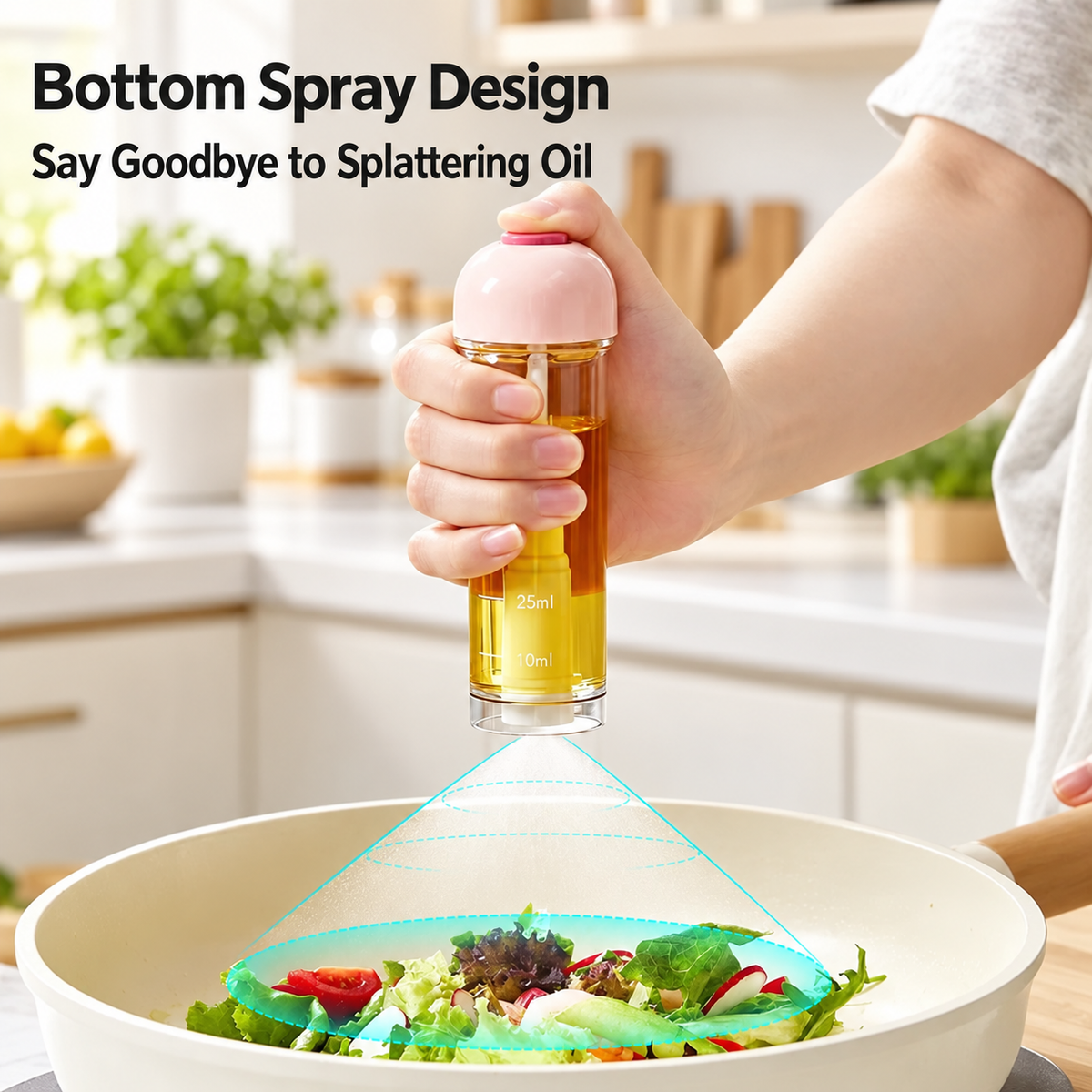 Oil Spray Bottle Bottom Spray Cooking Oil Dispenser for Kitchen