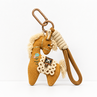 Vintage Horse Bag Charm – Cotton Linen Pony Pendant, Embroidered Animal Keychain for Backpack & Purse
