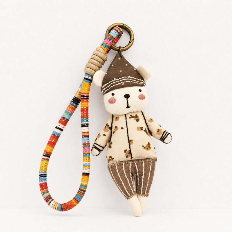 Handmade Boho Animal Doll – Woven Fabric Bag Charm