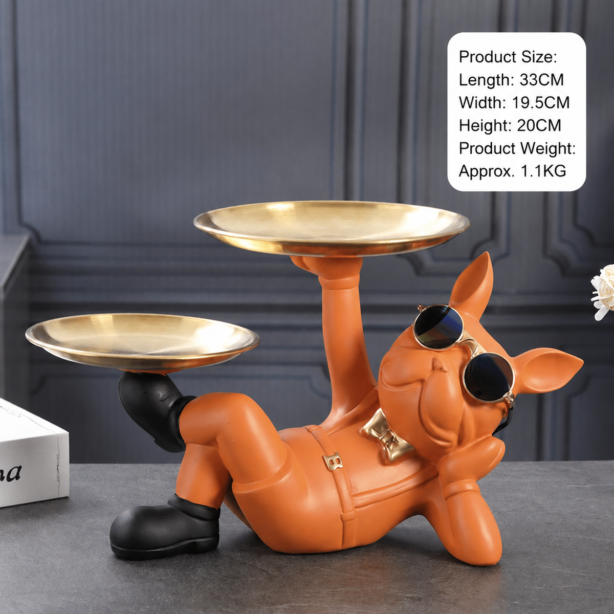 French Bulldog Key Holder Tray – Entryway Organizer Decorative Sculpture