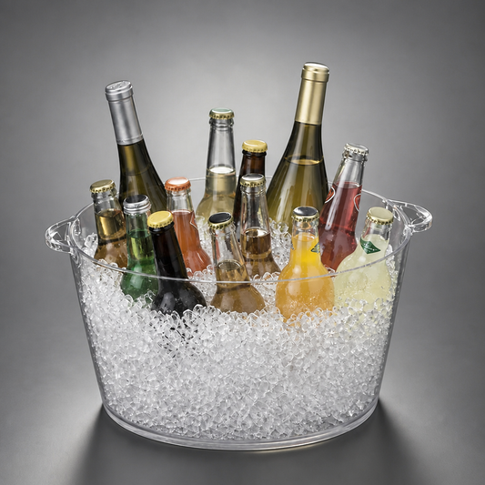 Large Acrylic Ice Bucket, Clear Champagne Wine Beer Cooler with Handles