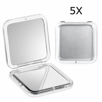 5X Magnifying Square Compact Mirror, Foldable Pocket Mirror with Acrylic Frame for Travel, Purse, and On-the-Go Makeup Touch-Ups