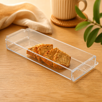 Clear Rectangular Plastic Storage Container with Lid, Food-Grade PS Box
