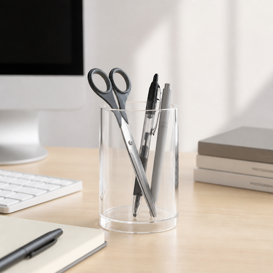 Clear Acrylic Pen Holder, Multifunction Desk Organizer