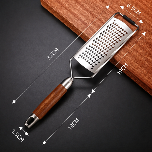 Stainless Steel Multifunctional Grater with Wood Handle, 4-in-1 Kitchen Shredder & Slicer